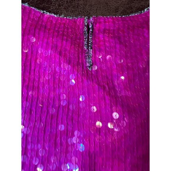 Vintage 80's Exotica Women's S Sequined Cocktail Formal Evening Disco Silk Top - Picture 10 of 10